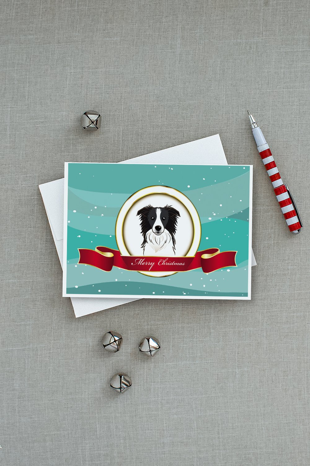 Border Collie Merry Christmas Greeting Cards and Envelopes Pack of 8 - the-store.com