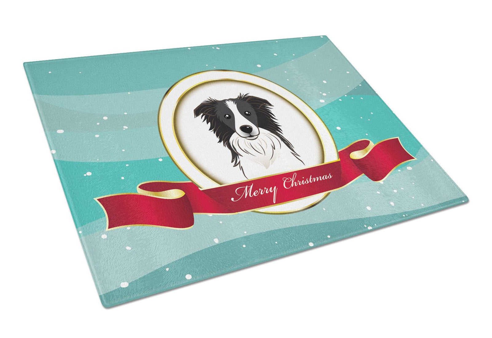 Border Collie Merry Christmas Glass Cutting Board Large BB1551LCB by Caroline's Treasures