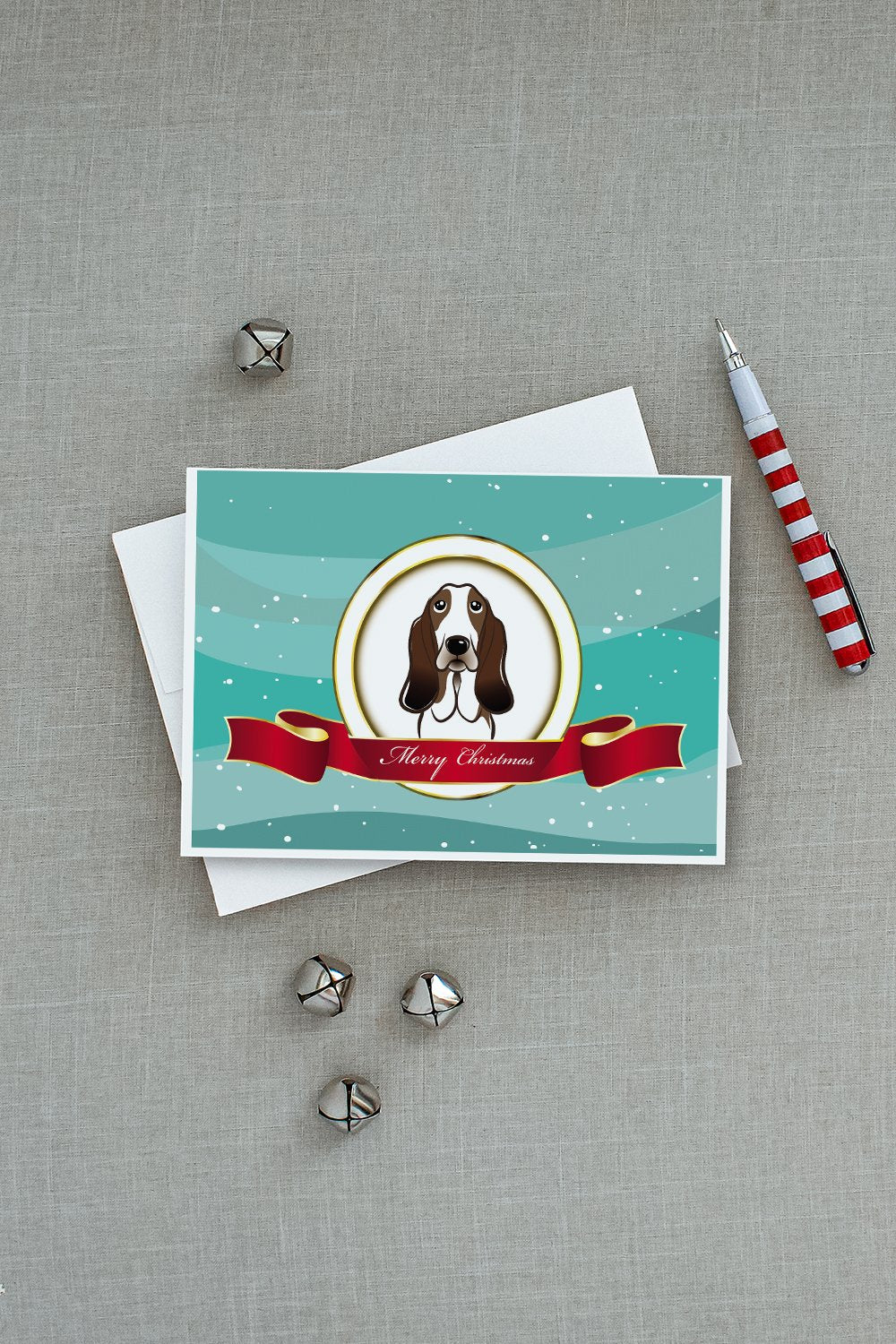 Basset Hound Merry Christmas Greeting Cards and Envelopes Pack of 8 - the-store.com