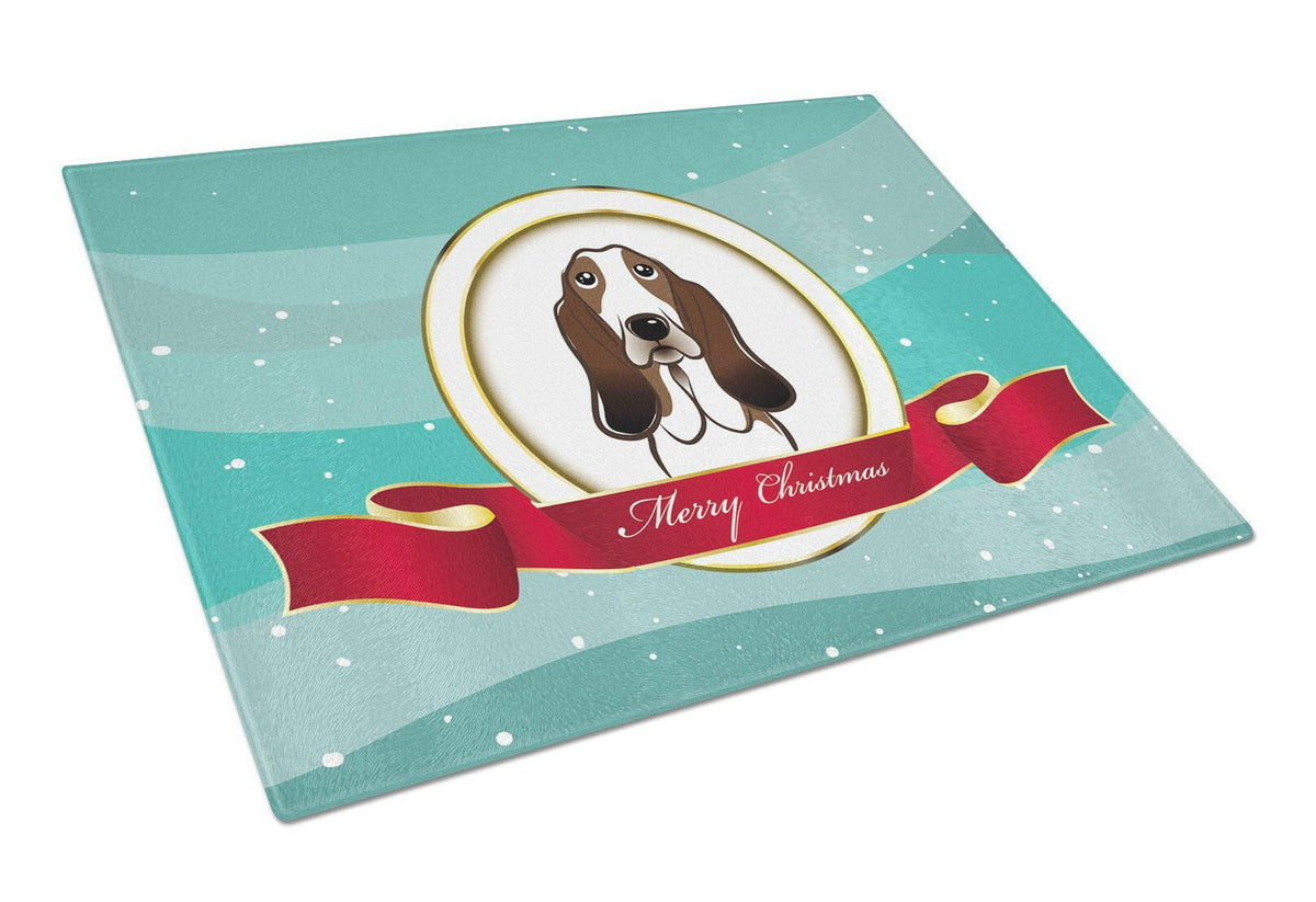 Basset Hound Merry Christmas Glass Cutting Board Large BB1553LCB by Caroline&#39;s Treasures