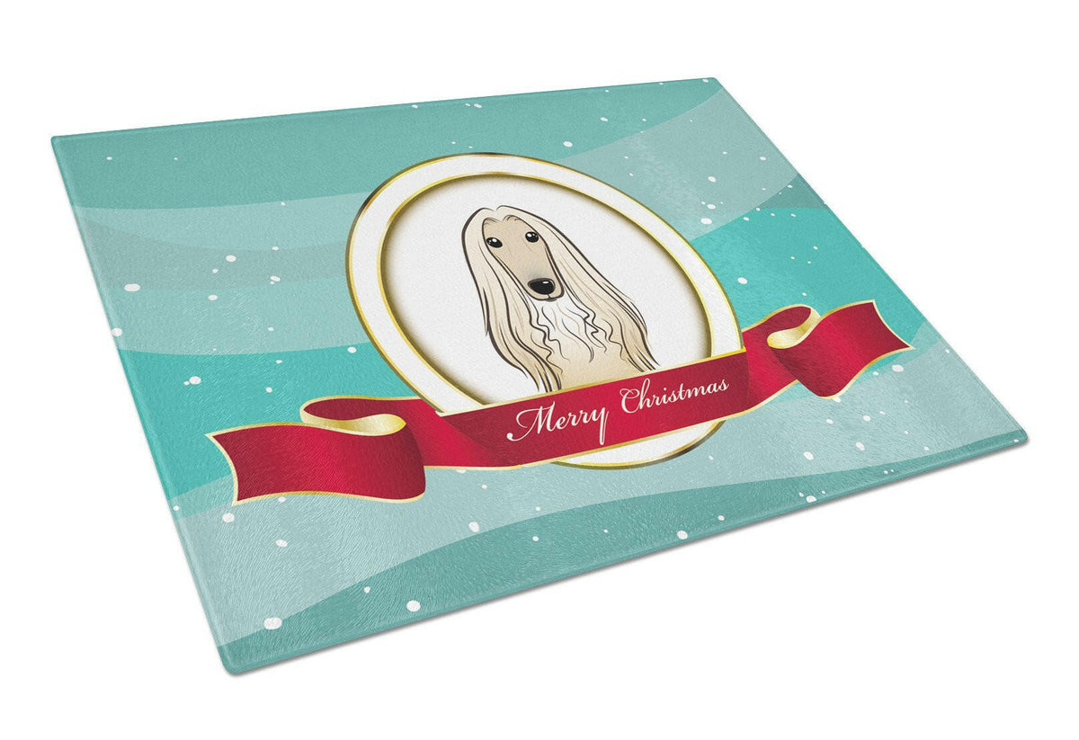 Afghan Hound Merry Christmas Glass Cutting Board Large BB1554LCB by Caroline&#39;s Treasures