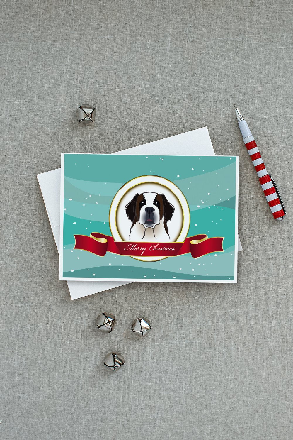 Saint Bernard Merry Christmas Greeting Cards and Envelopes Pack of 8 - the-store.com
