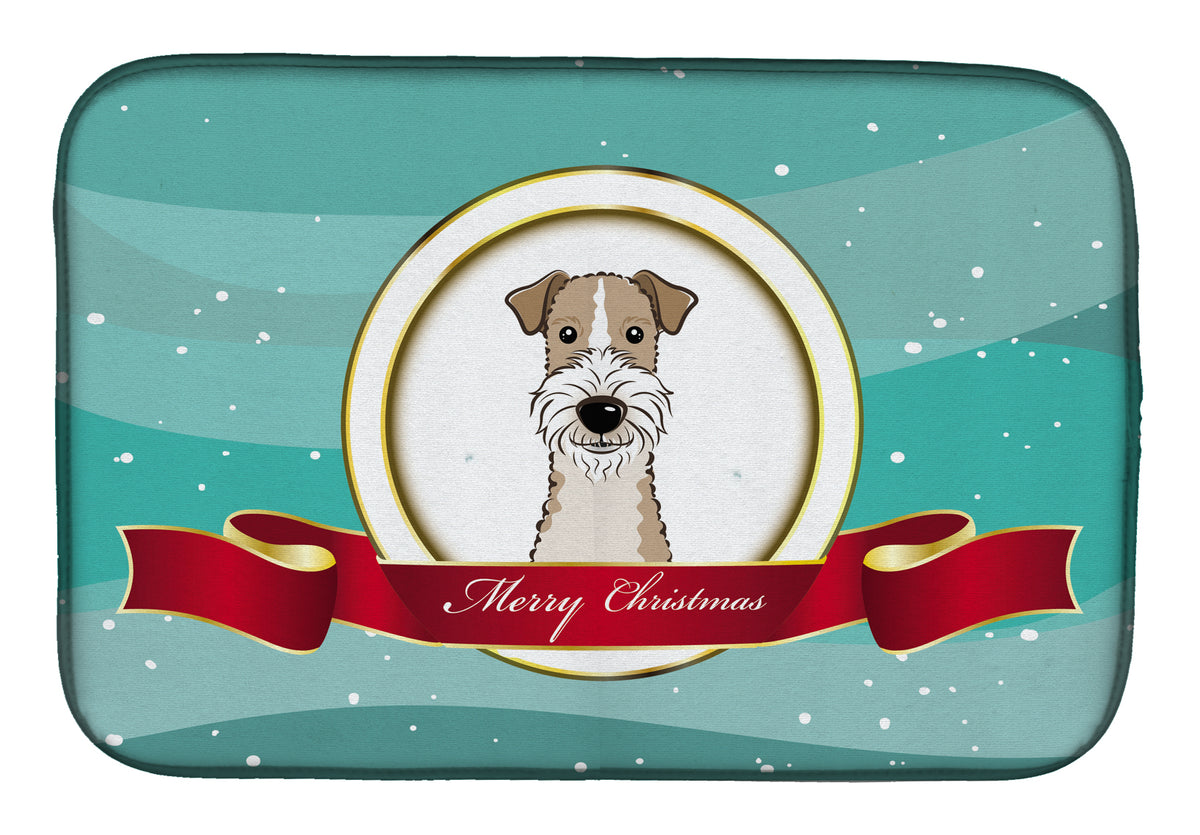 Wire Haired Fox Terrier Merry Christmas Dish Drying Mat BB1557DDM