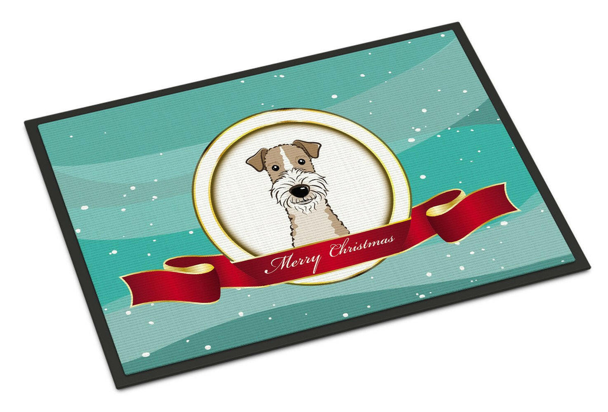 Wire Haired Fox Terrier Merry Christmas Indoor or Outdoor Mat 18x27 BB1557MAT - the-store.com