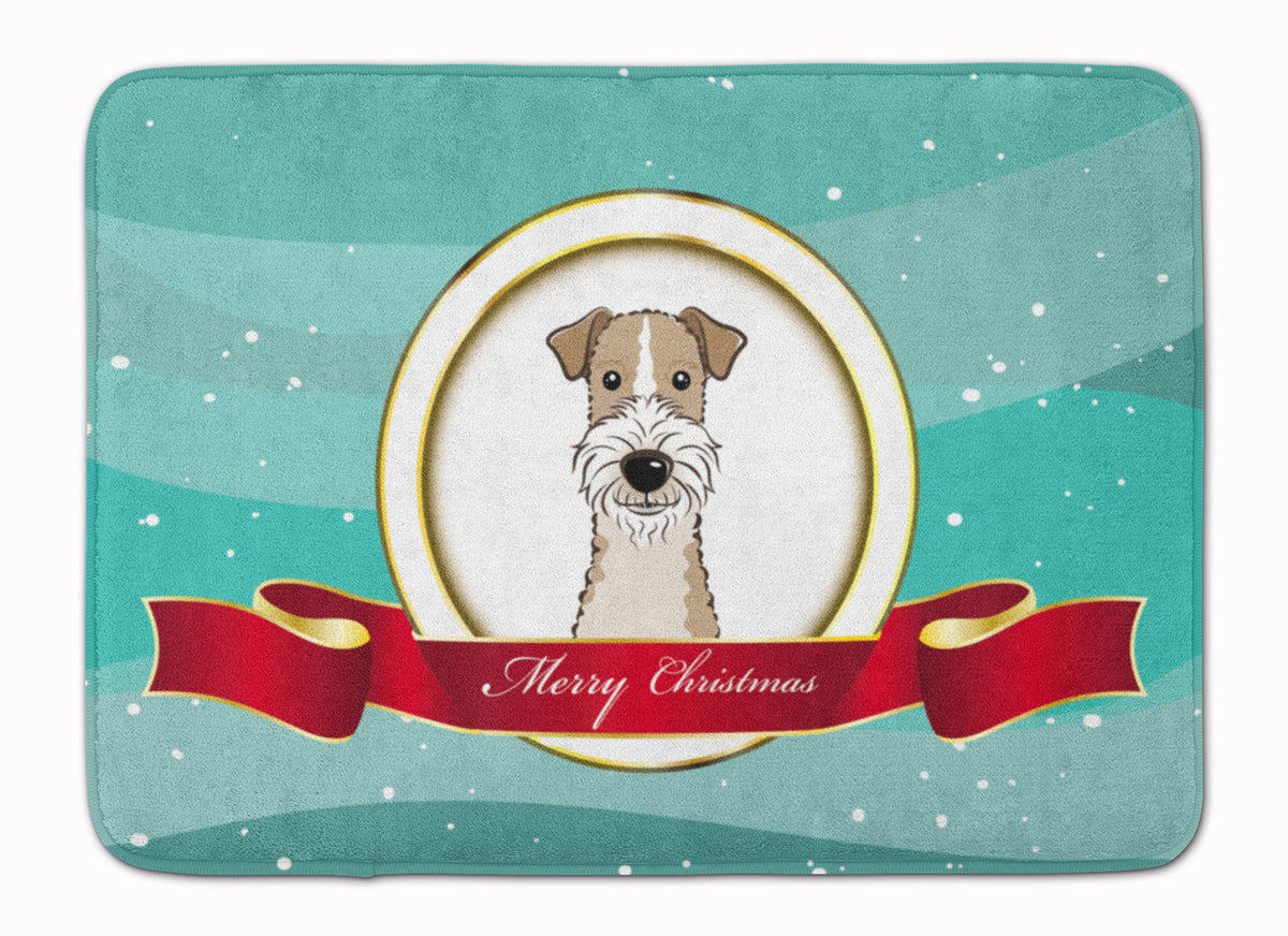 Wire Haired Fox Terrier Merry Christmas Machine Washable Memory Foam Mat BB1557RUG - the-store.com
