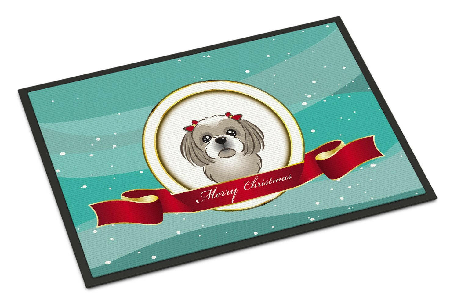Gray Silver Shih Tzu Merry Christmas Indoor or Outdoor Mat 18x27 BB1560MAT - the-store.com