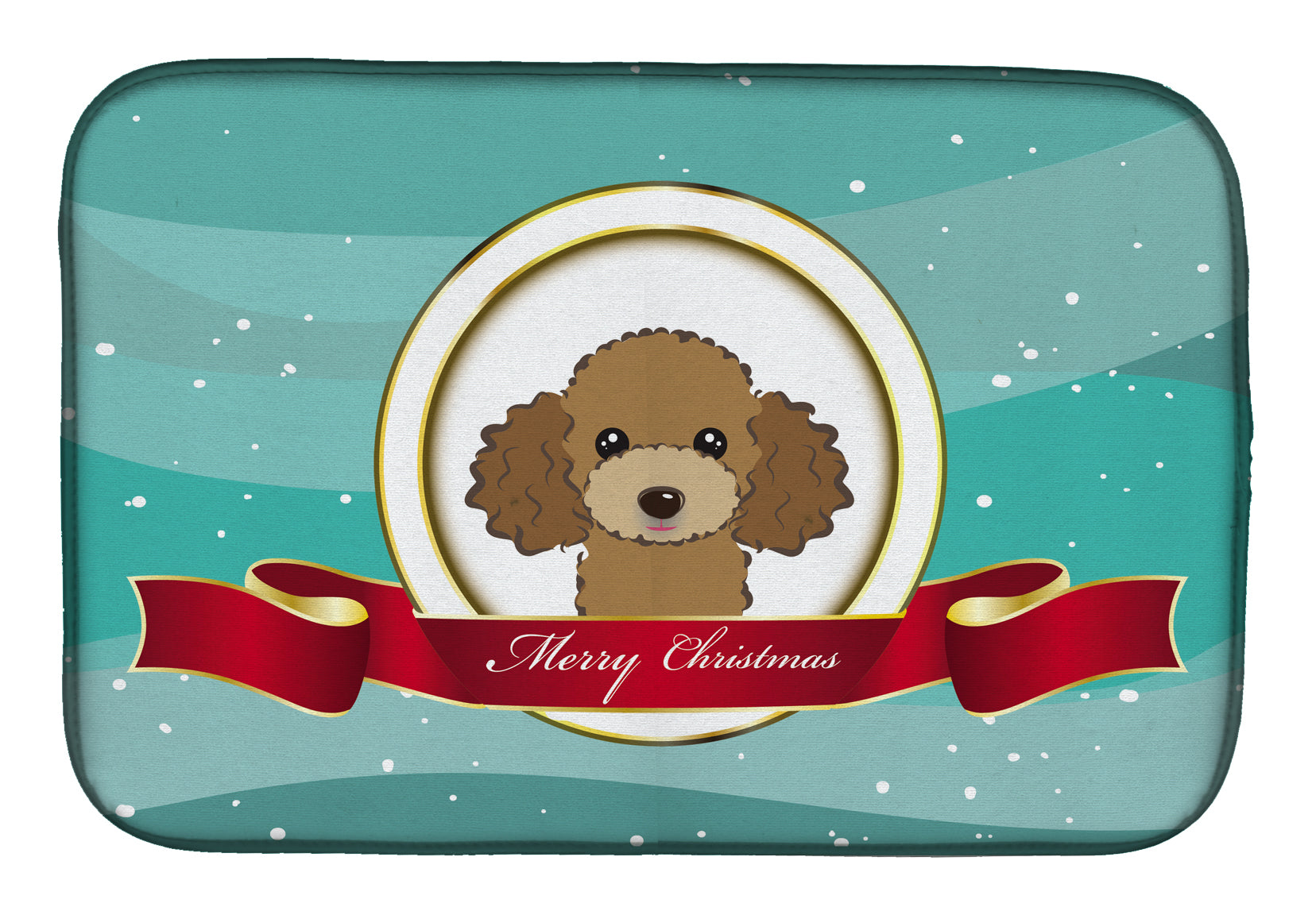 Chocolate Brown Poodle Merry Christmas Dish Drying Mat BB1566DDM  the-store.com.