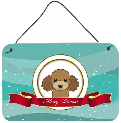 Chocolate Brown Poodle Merry Christmas Wall or Door Hanging Prints BB1566DS812 by Caroline&#39;s Treasures