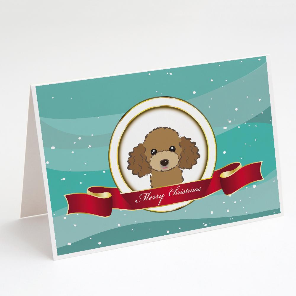 Buy this Chocolate Brown Poodle Merry Christmas Greeting Cards and Envelopes Pack of 8