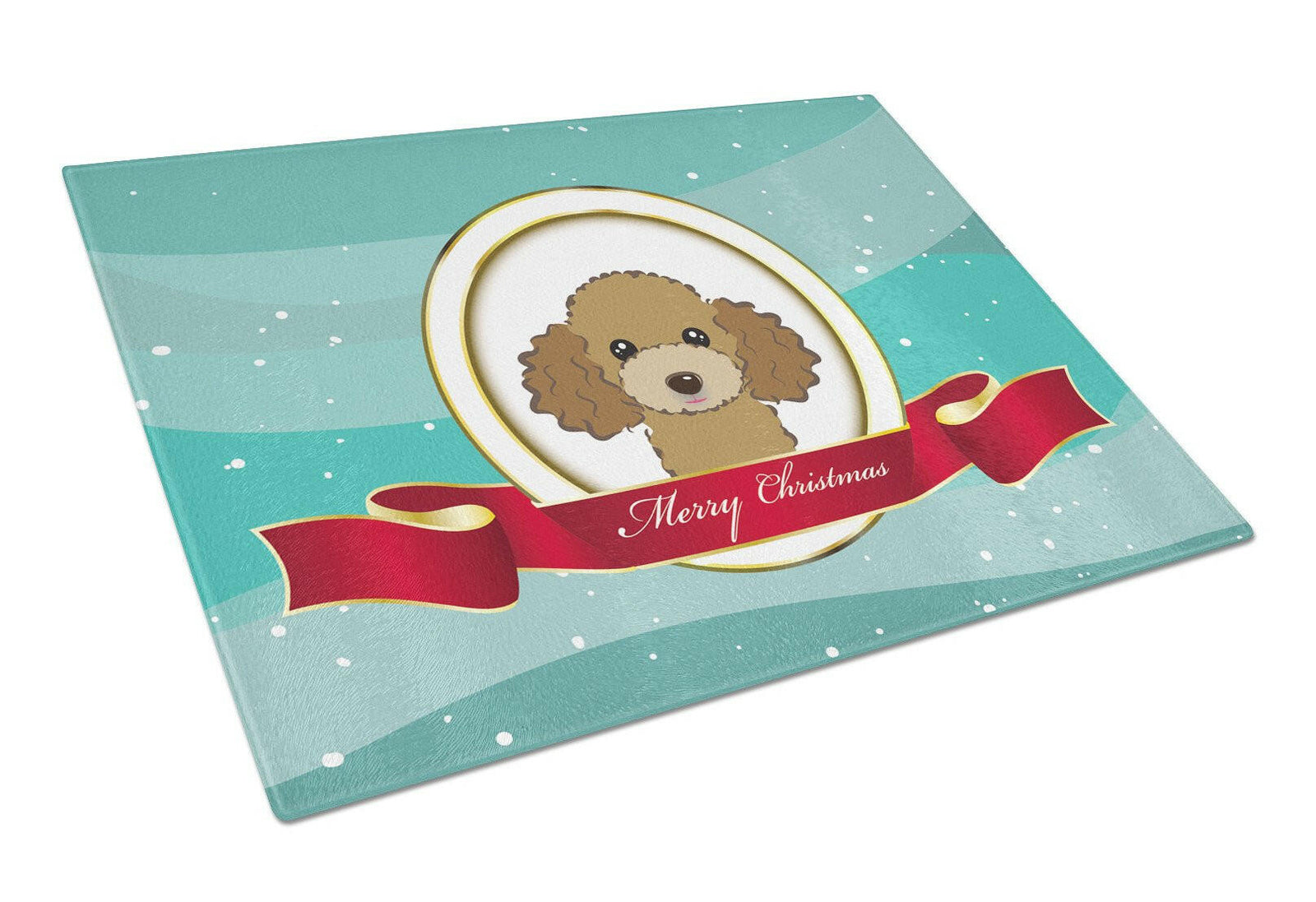 Chocolate Brown Poodle Merry Christmas Glass Cutting Board Large BB1566LCB by Caroline's Treasures