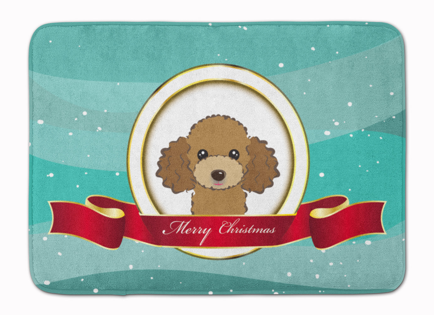 Chocolate Brown Poodle Merry Christmas Machine Washable Memory Foam Mat BB1566RUG - the-store.com