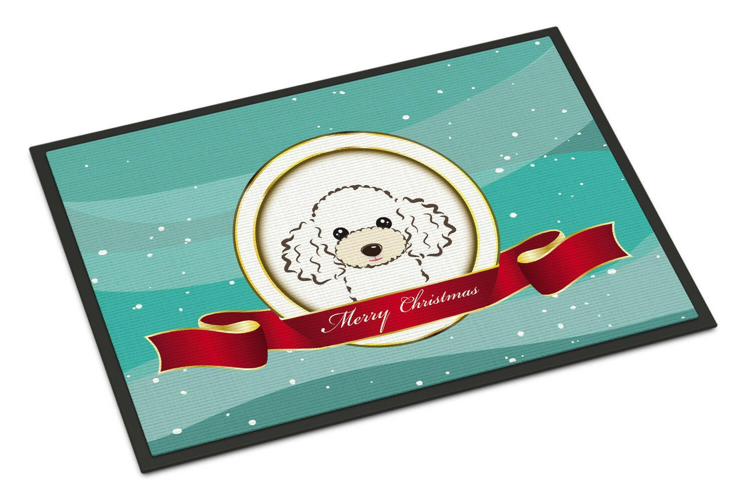 White Poodle Merry Christmas Indoor or Outdoor Mat 24x36 BB1567JMAT - the-store.com
