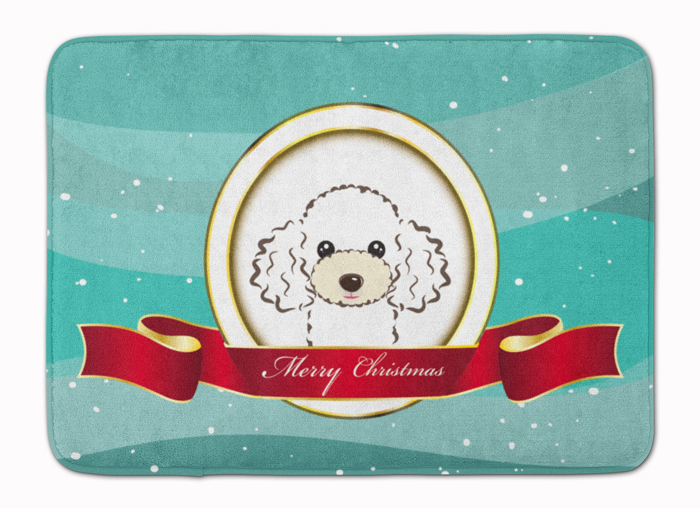 White Poodle Merry Christmas Machine Washable Memory Foam Mat BB1567RUG - the-store.com