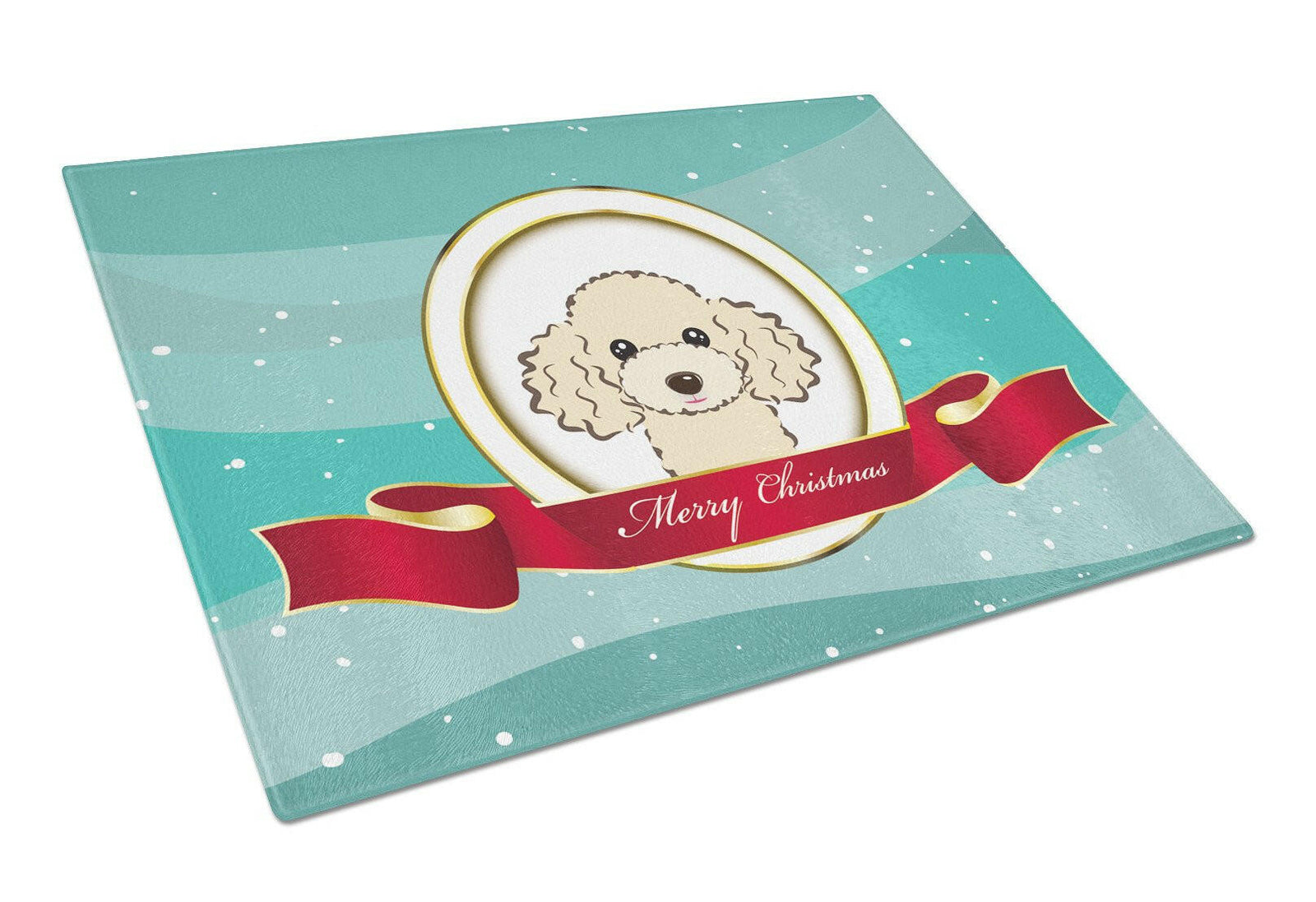 Buff Poodle Merry Christmas Glass Cutting Board Large BB1568LCB by Caroline's Treasures