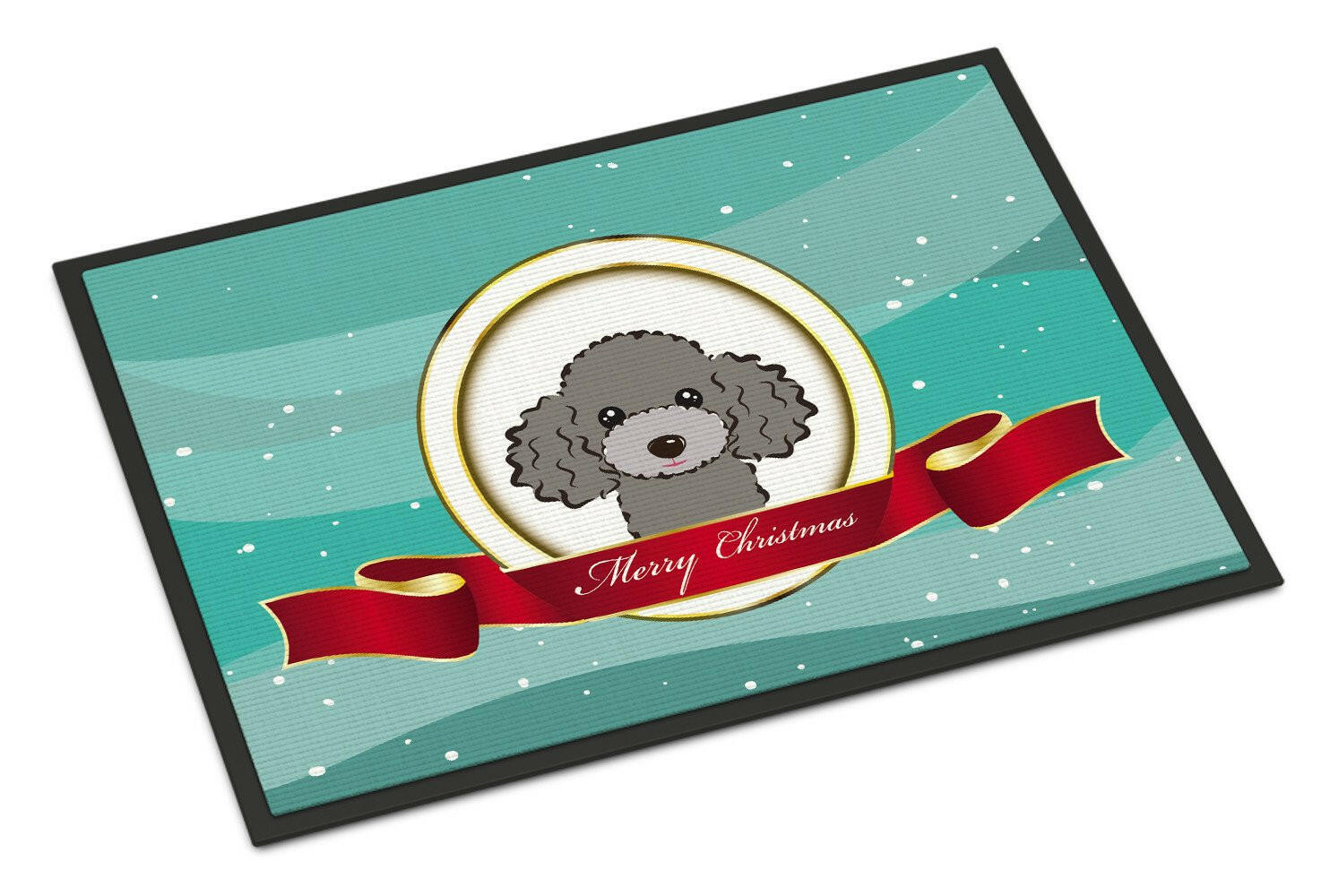 Silver Gray Poodle Merry Christmas Indoor or Outdoor Mat 24x36 BB1569JMAT - the-store.com