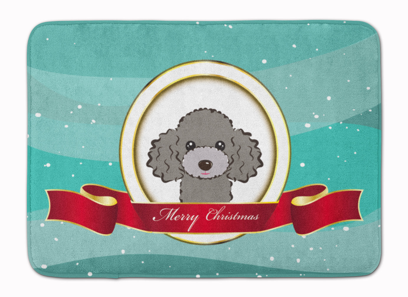 Silver Gray Poodle Merry Christmas Machine Washable Memory Foam Mat BB1569RUG - the-store.com
