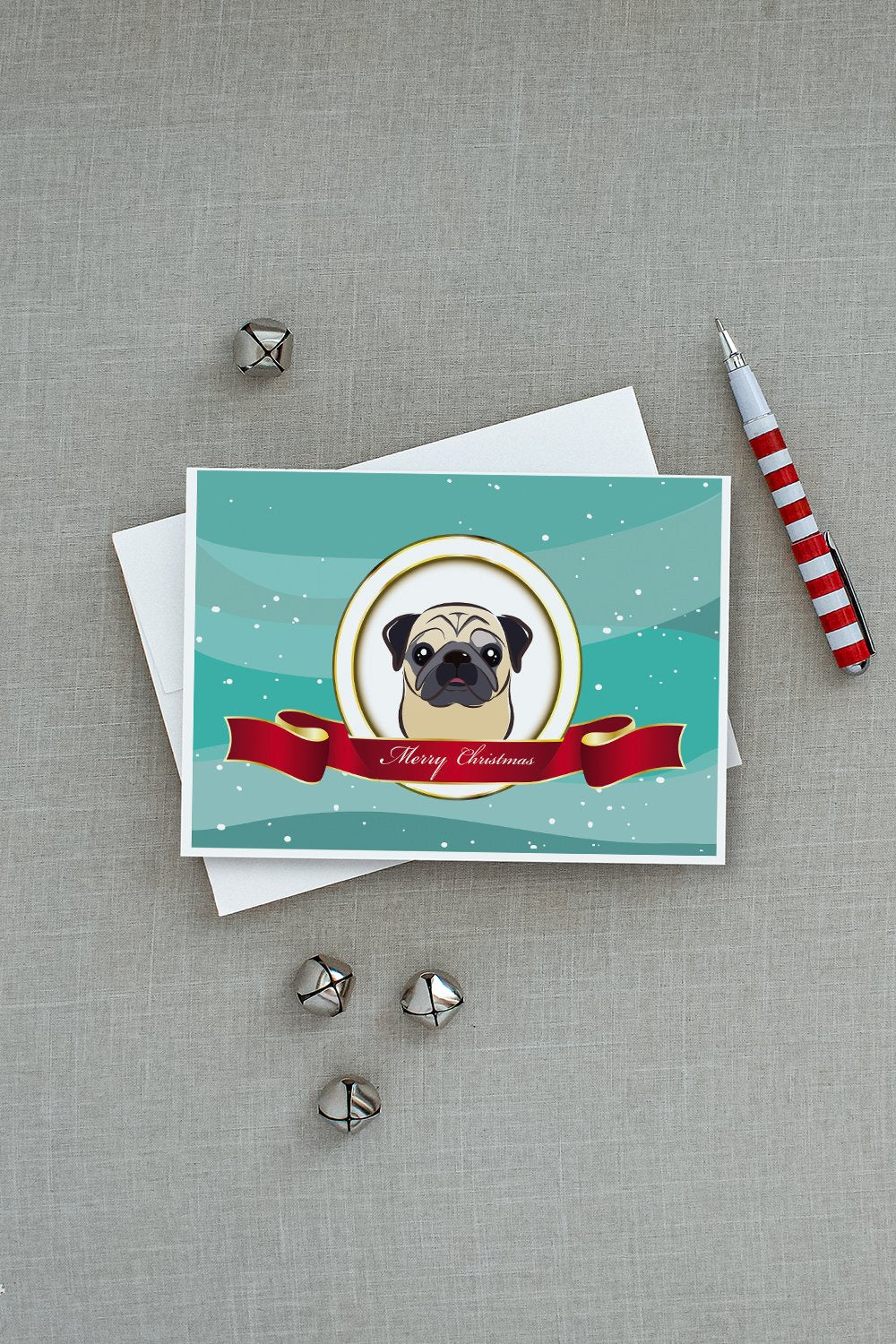 Fawn Pug Merry Christmas Greeting Cards and Envelopes Pack of 8 - the-store.com