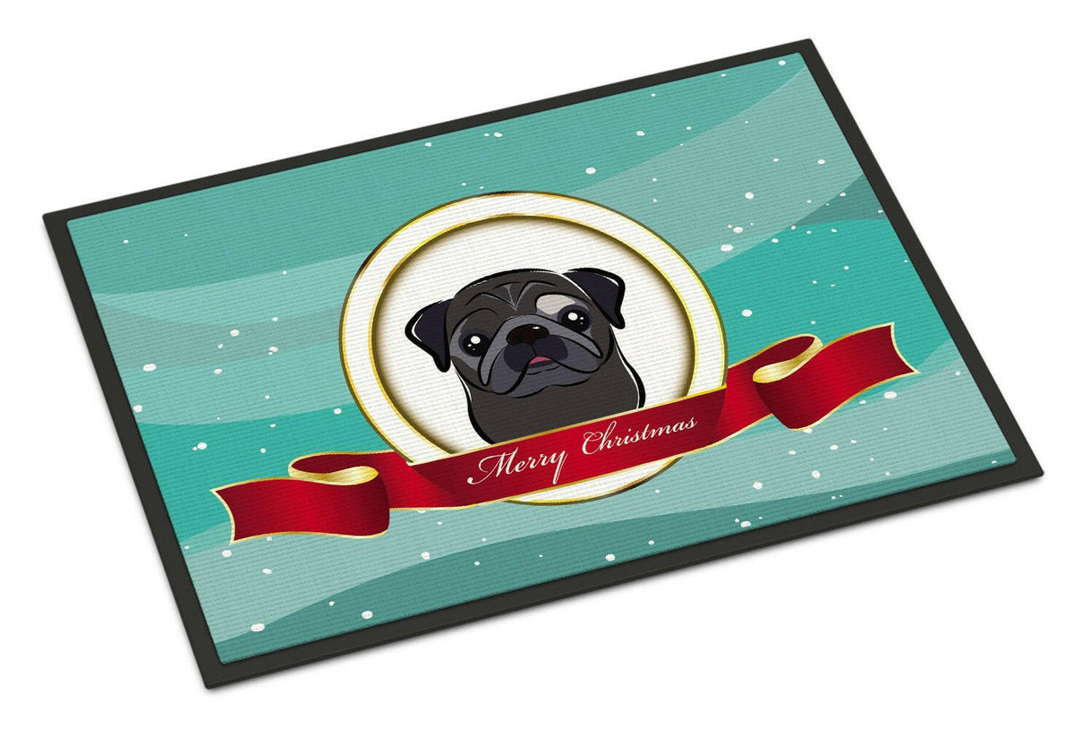 Black Pug Merry Christmas Indoor or Outdoor Mat 18x27 BB1573MAT - the-store.com