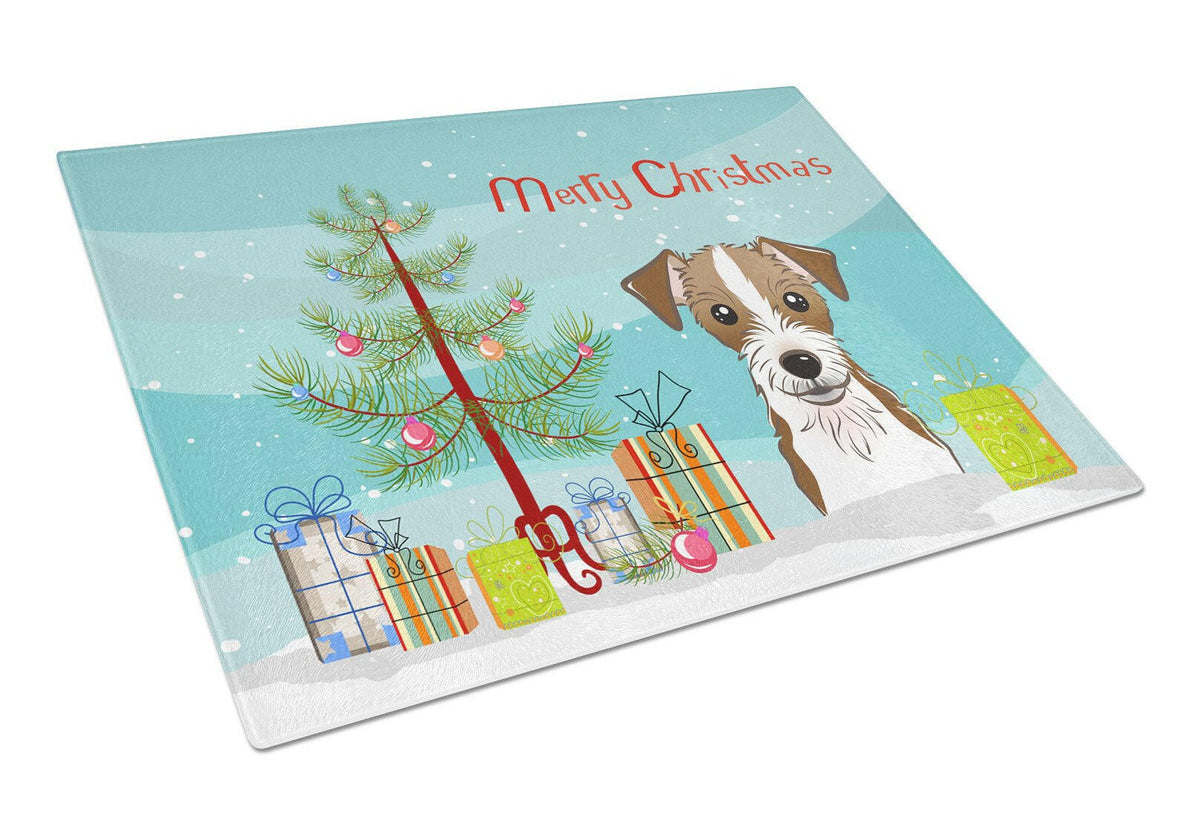 Christmas Tree and Jack Russell Terrier Glass Cutting Board Large BB1574LCB by Caroline&#39;s Treasures