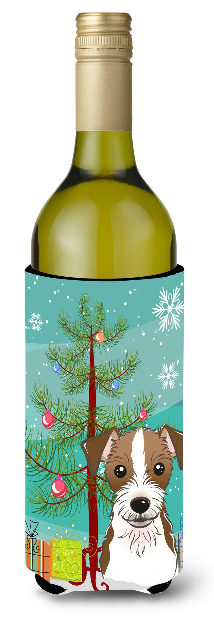 Christmas Tree and Jack Russell Terrier Wine Bottle Beverage Insulator Hugger BB1574LITERK by Caroline&#39;s Treasures