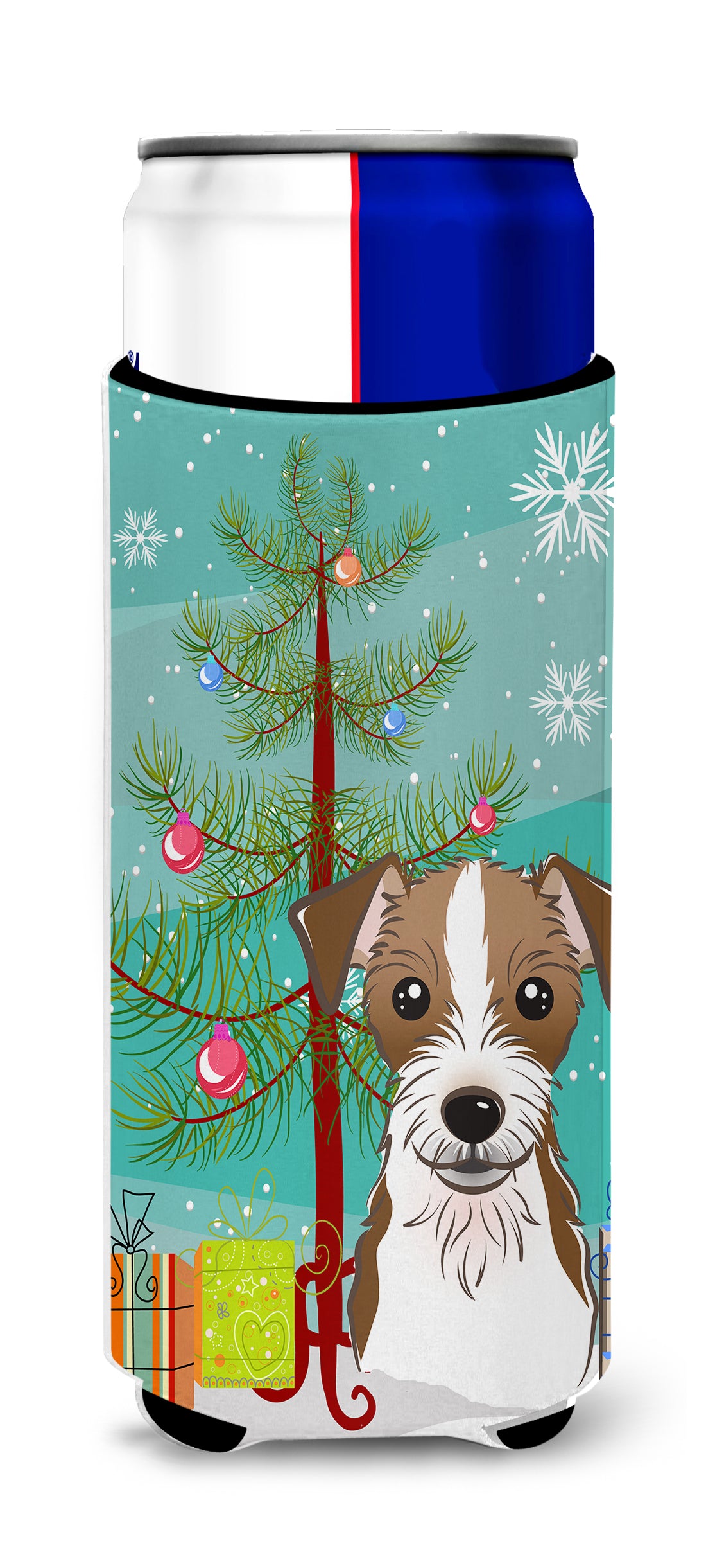 Christmas Tree and Jack Russell Terrier Ultra Beverage Insulators for slim cans BB1574MUK  the-store.com.