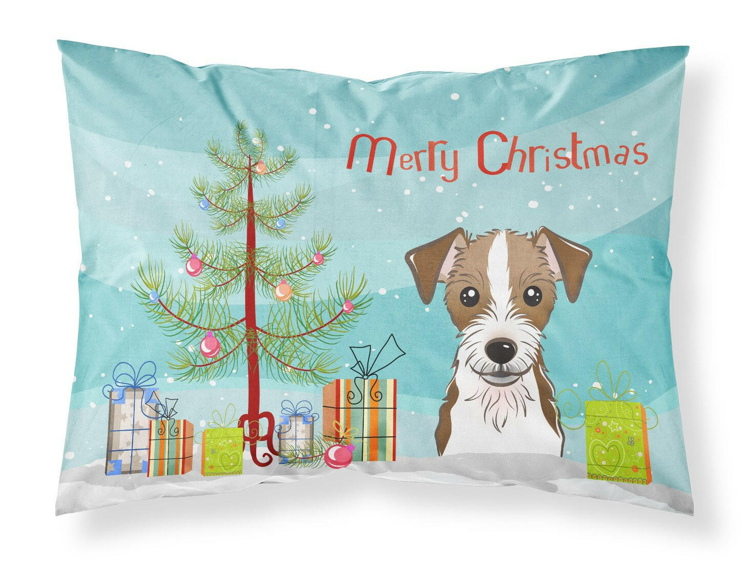 Christmas Tree and Jack Russell Terrier Fabric Standard Pillowcase BB1574PILLOWCASE by Caroline's Treasures