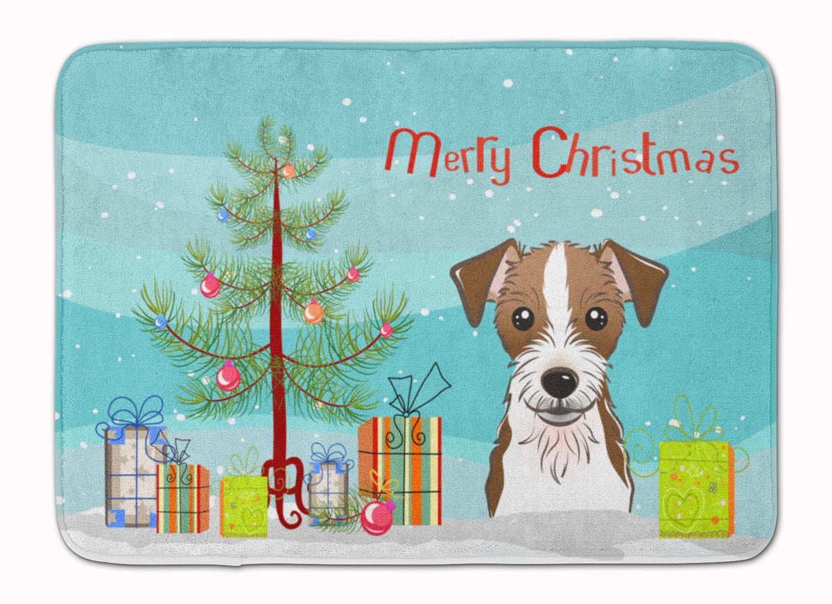 Christmas Tree and Jack Russell Terrier Machine Washable Memory Foam Mat BB1574RUG - the-store.com