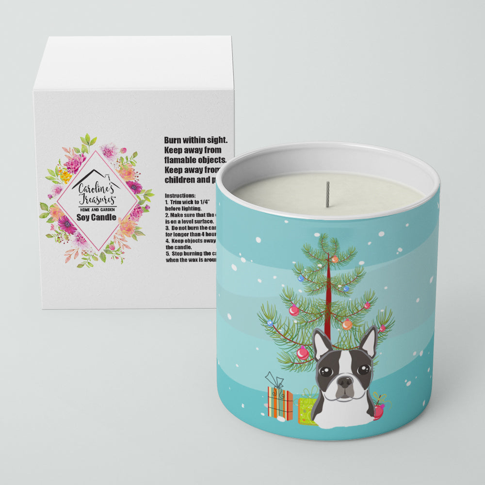 Christmas Tree and Boston Terrier 10 oz Decorative Soy Candle - the-store.com