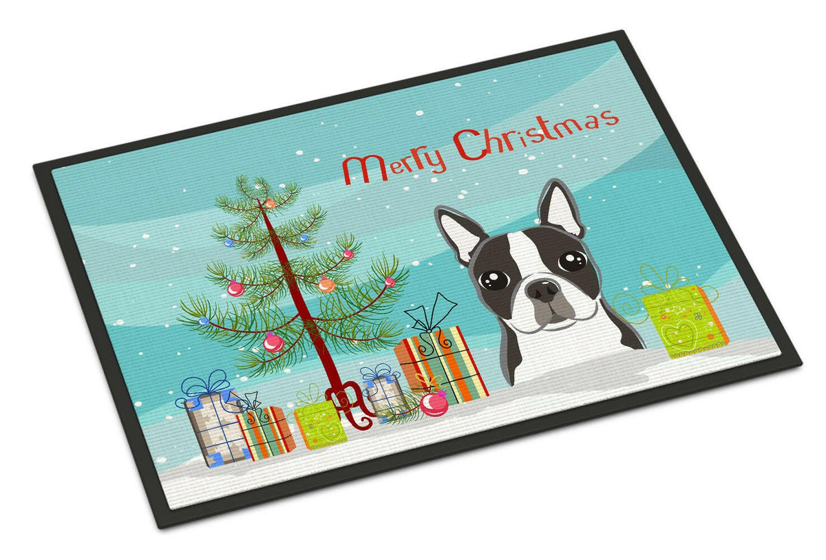 Christmas Tree and Boston Terrier Indoor or Outdoor Mat 24x36 BB1575JMAT - the-store.com