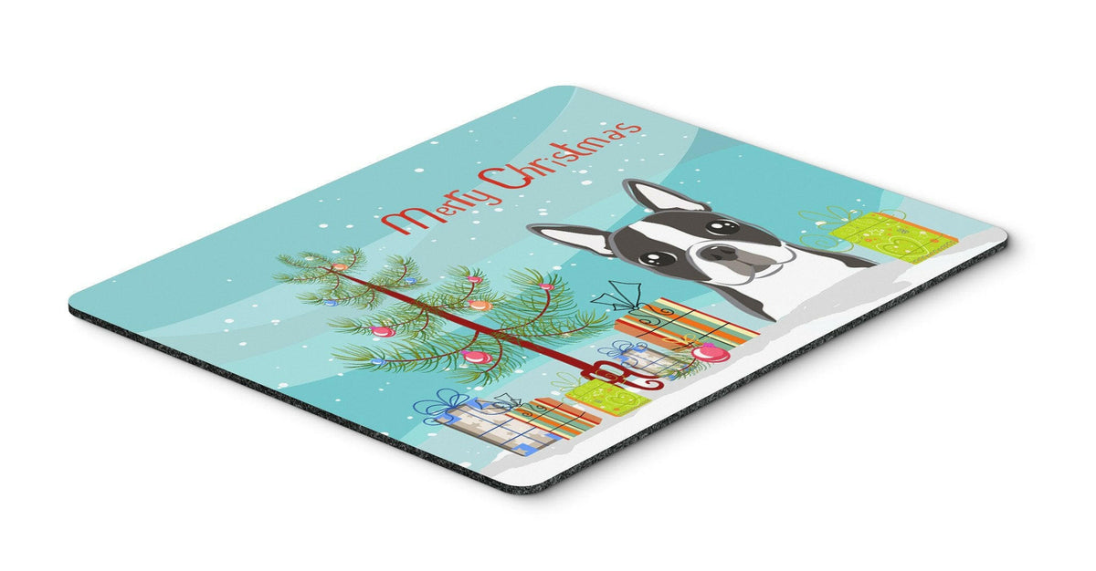 Christmas Tree and Boston Terrier Mouse Pad, Hot Pad or Trivet BB1575MP by Caroline&#39;s Treasures