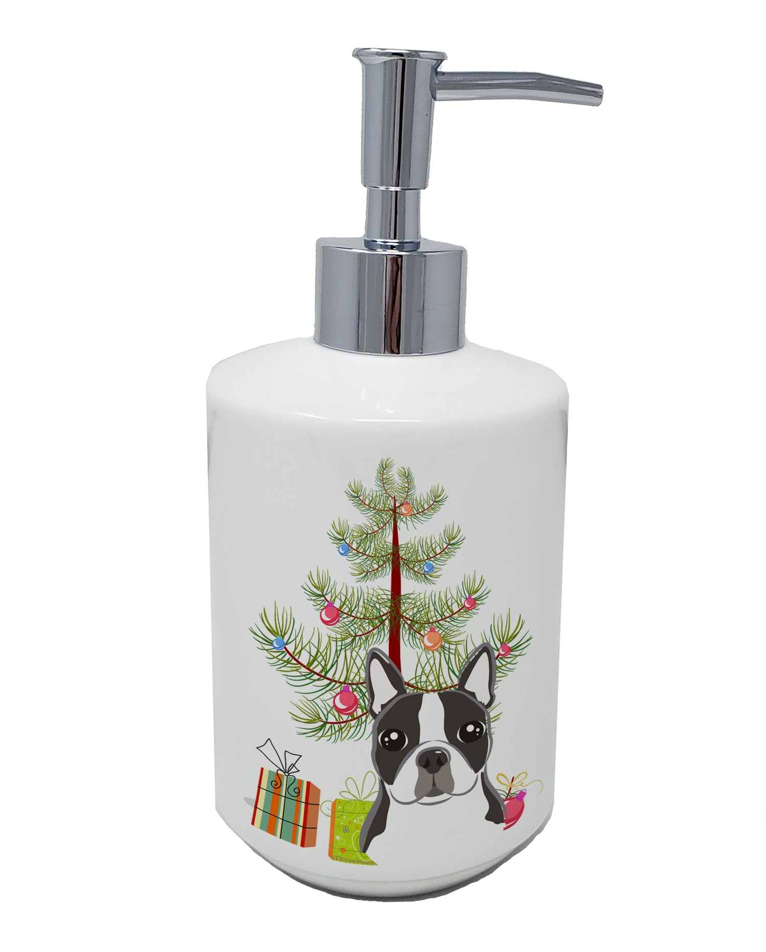 Buy this Christmas Tree and Boston Terrier Ceramic Soap Dispenser