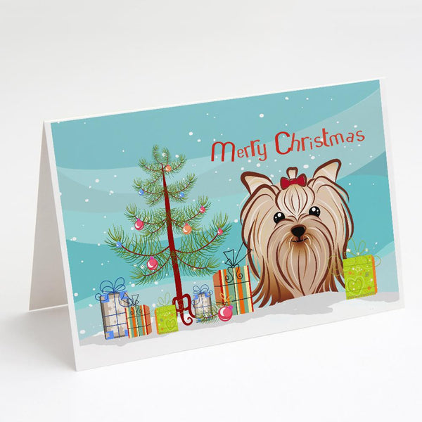 Buy this Christmas Tree and Yorkie Yorkishire Terrier Greeting Cards and Envelopes Pack of 8