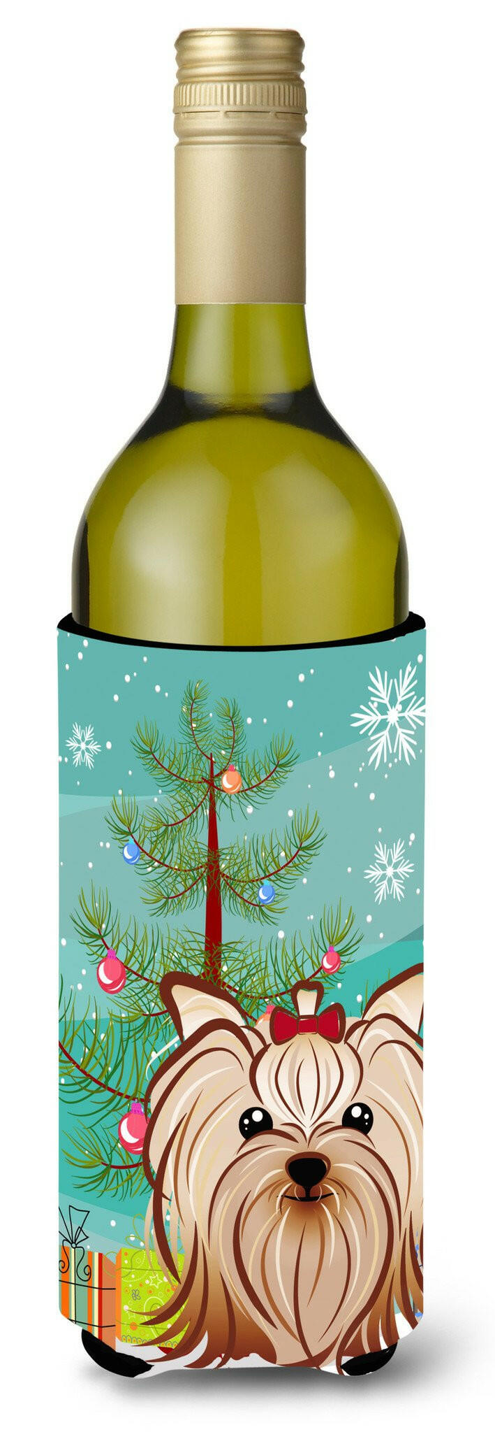 Christmas Tree and Yorkie Yorkshire Terrier Wine Bottle Beverage Insulator Hugger BB1576LITERK by Caroline&#39;s Treasures