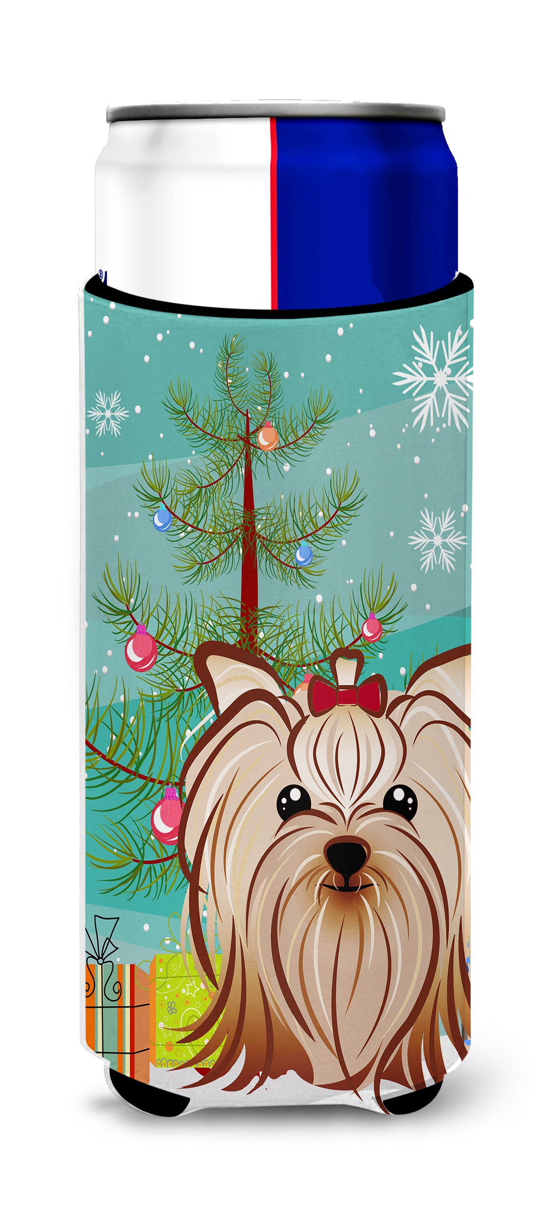 Christmas Tree and Yorkie Yorkshire Terrier Ultra Beverage Insulators for slim cans BB1576MUK  the-store.com.