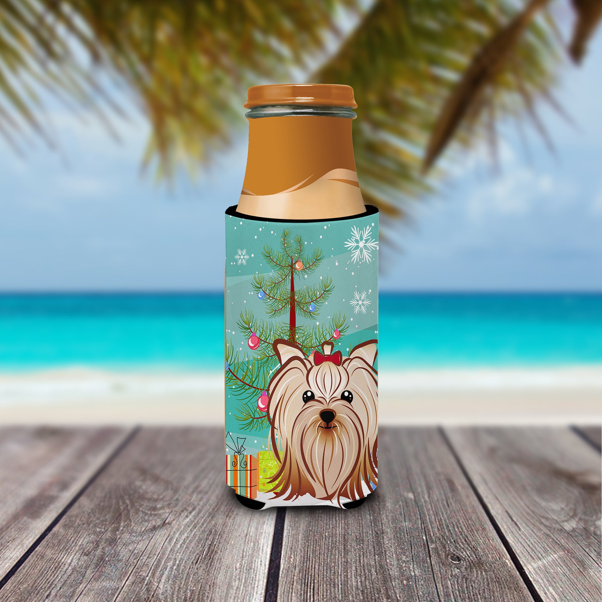 Christmas Tree and Yorkie Yorkshire Terrier Ultra Beverage Insulators for slim cans BB1576MUK  the-store.com.