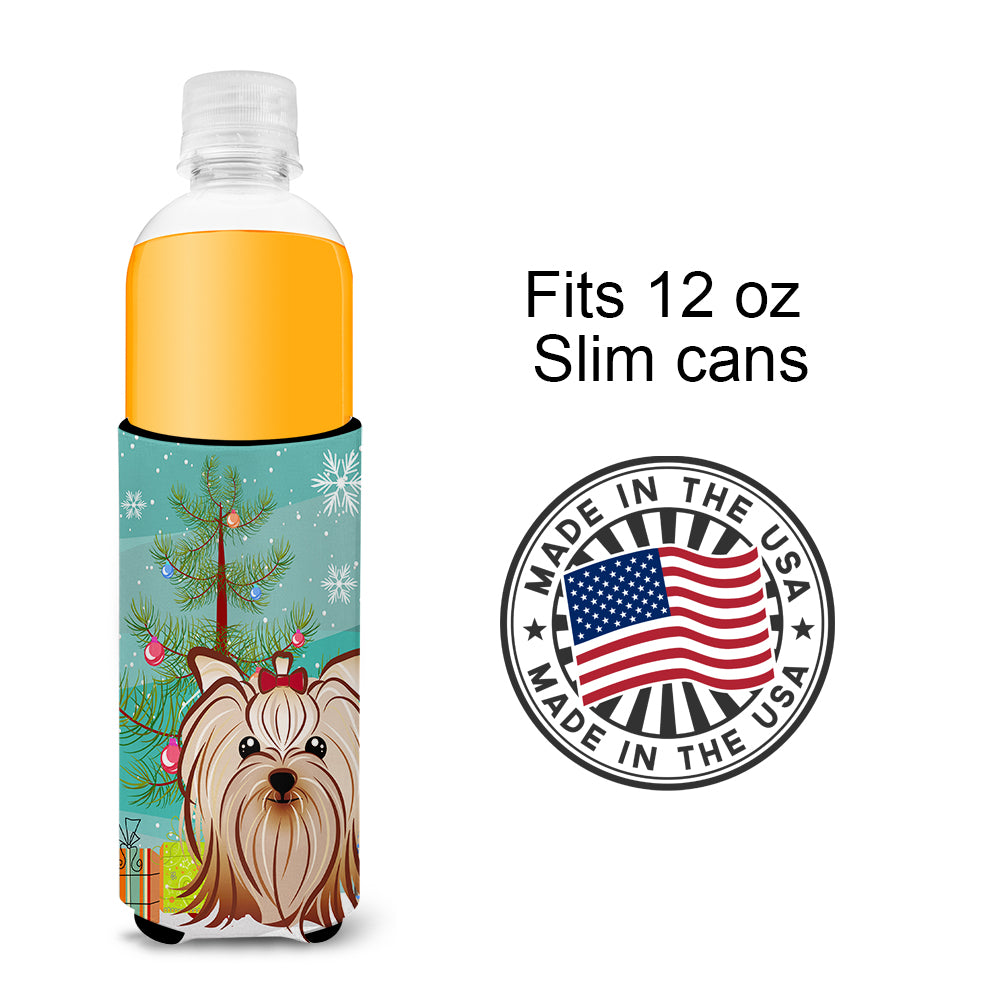 Christmas Tree and Yorkie Yorkshire Terrier Ultra Beverage Insulators for slim cans BB1576MUK
