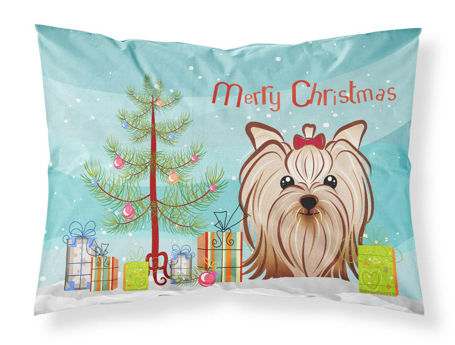 Christmas Tree and Yorkie Yorkshire Terrier Fabric Standard Pillowcase BB1576PILLOWCASE by Caroline's Treasures
