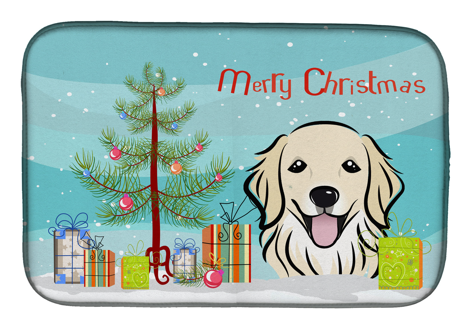 Christmas Tree and Golden Retriever Dish Drying Mat BB1577DDM  the-store.com.