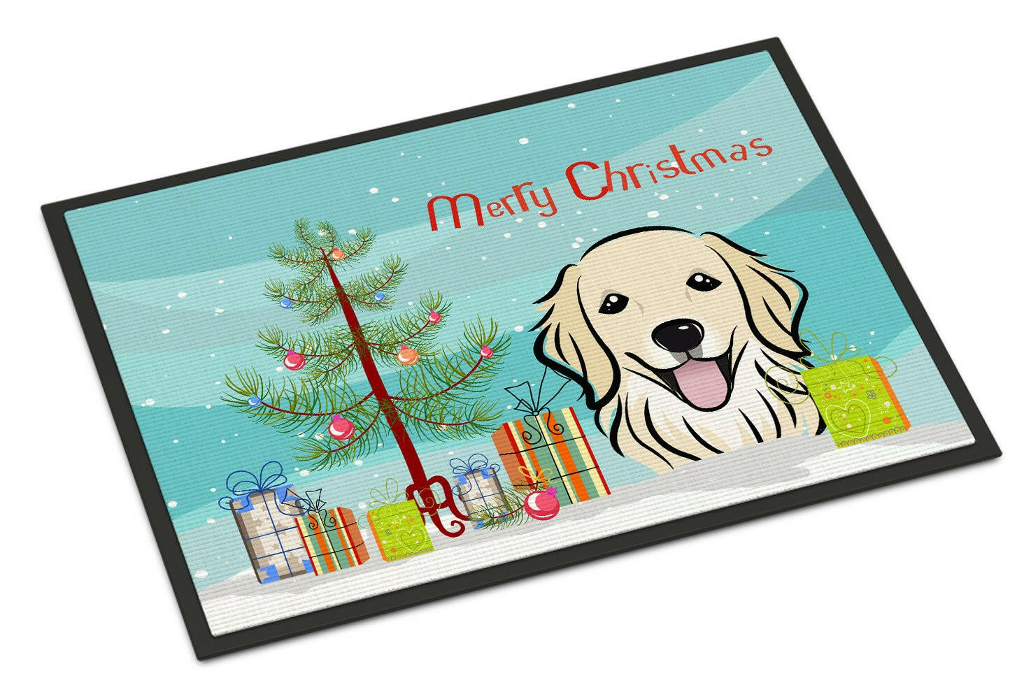 Christmas Tree and Golden Retriever Indoor or Outdoor Mat 18x27 BB1577MAT - the-store.com