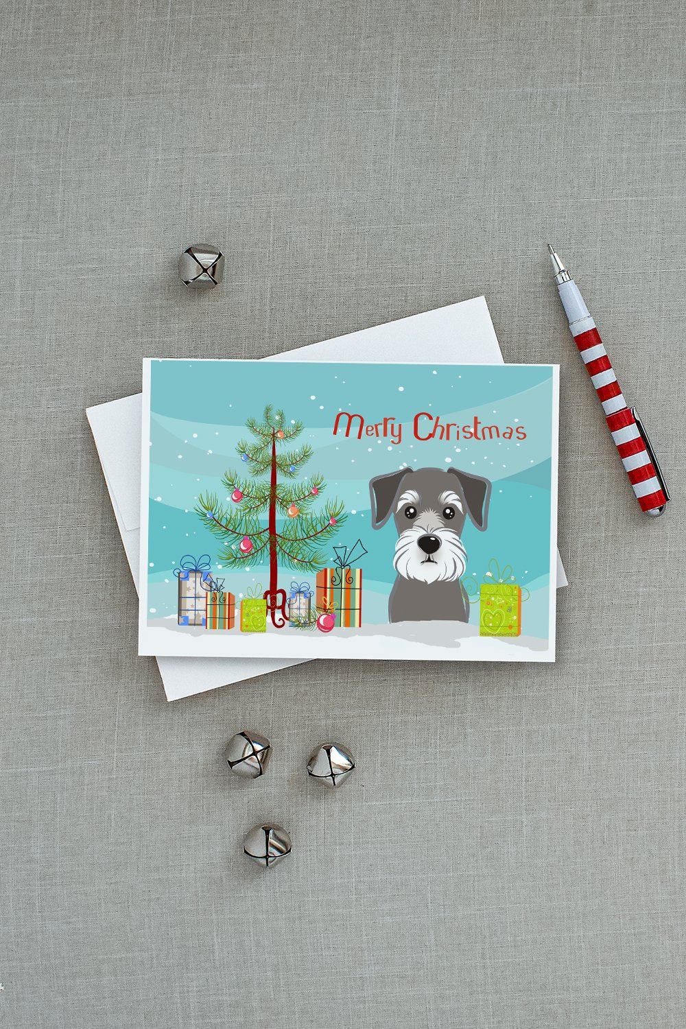 Christmas Tree and Schnauzer Greeting Cards and Envelopes Pack of 8 - the-store.com