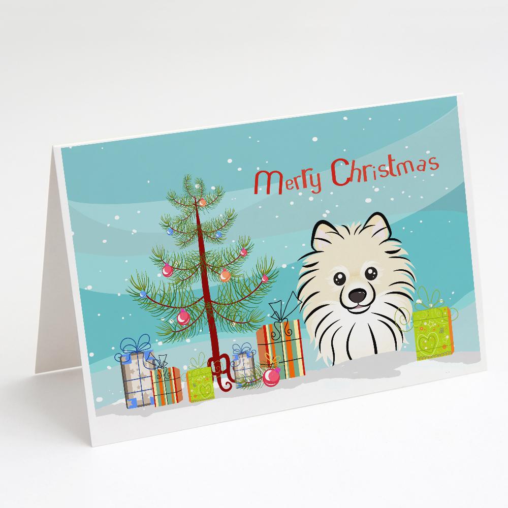 Buy this Christmas Tree and Pomeranian Greeting Cards and Envelopes Pack of 8