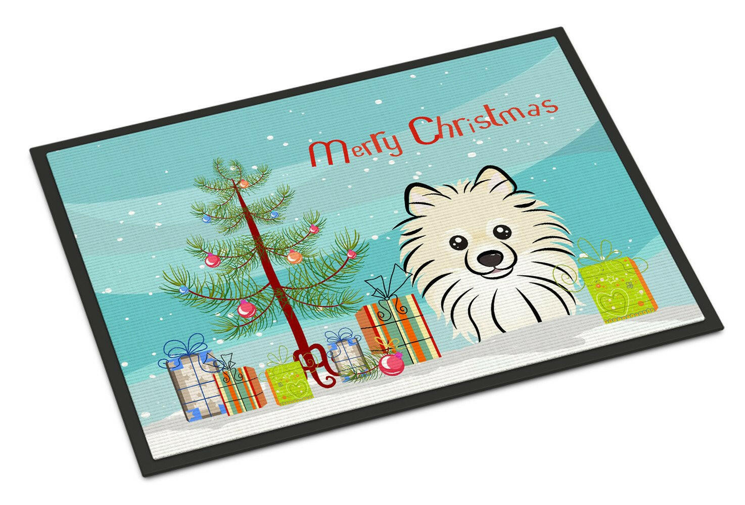 Christmas Tree and Pomeranian Indoor or Outdoor Mat 18x27 BB1579MAT - the-store.com