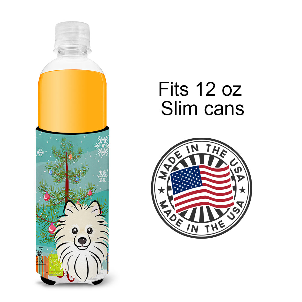 Christmas Tree and Pomeranian Ultra Beverage Insulators for slim cans BB1579MUK  the-store.com.