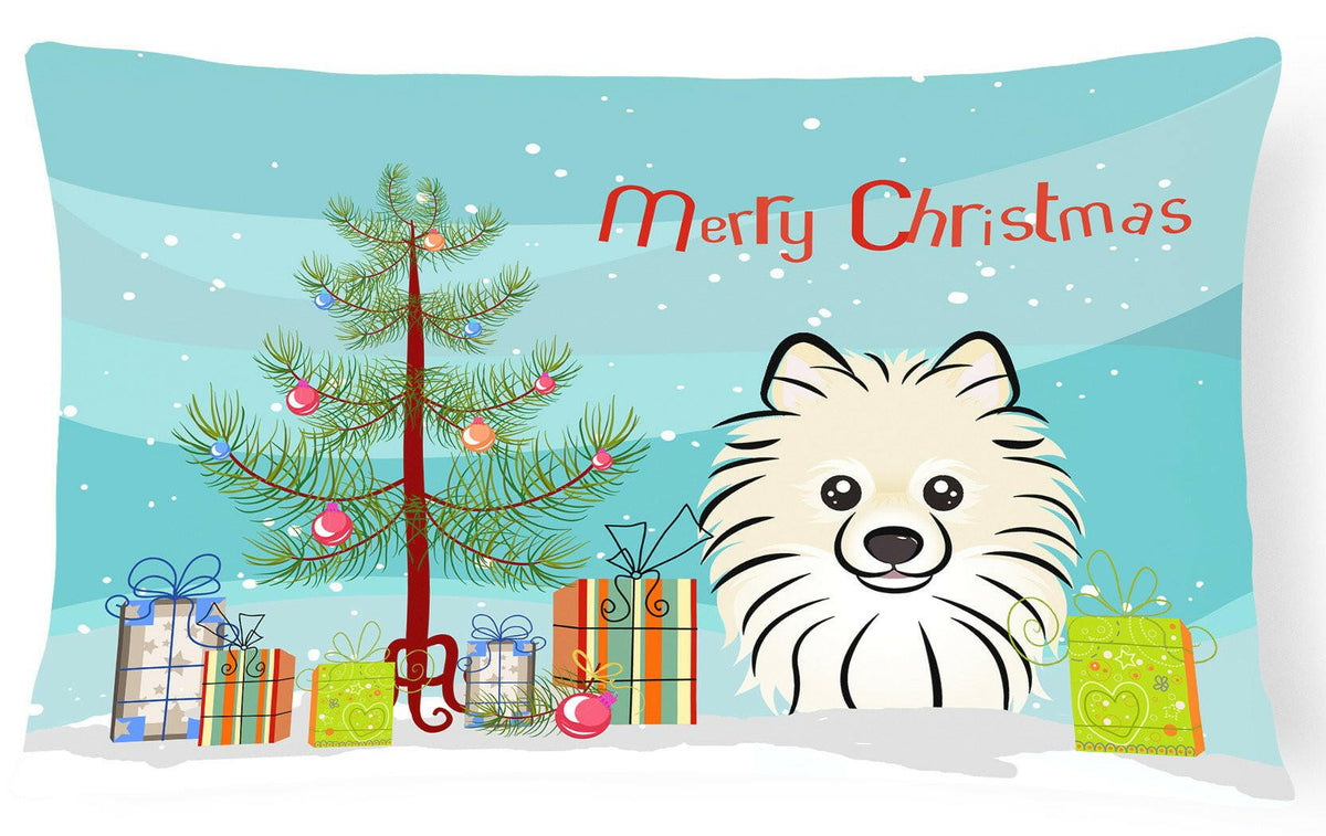 Christmas Tree and Pomeranian Fabric Decorative Pillow BB1579PW1216 by Caroline&#39;s Treasures
