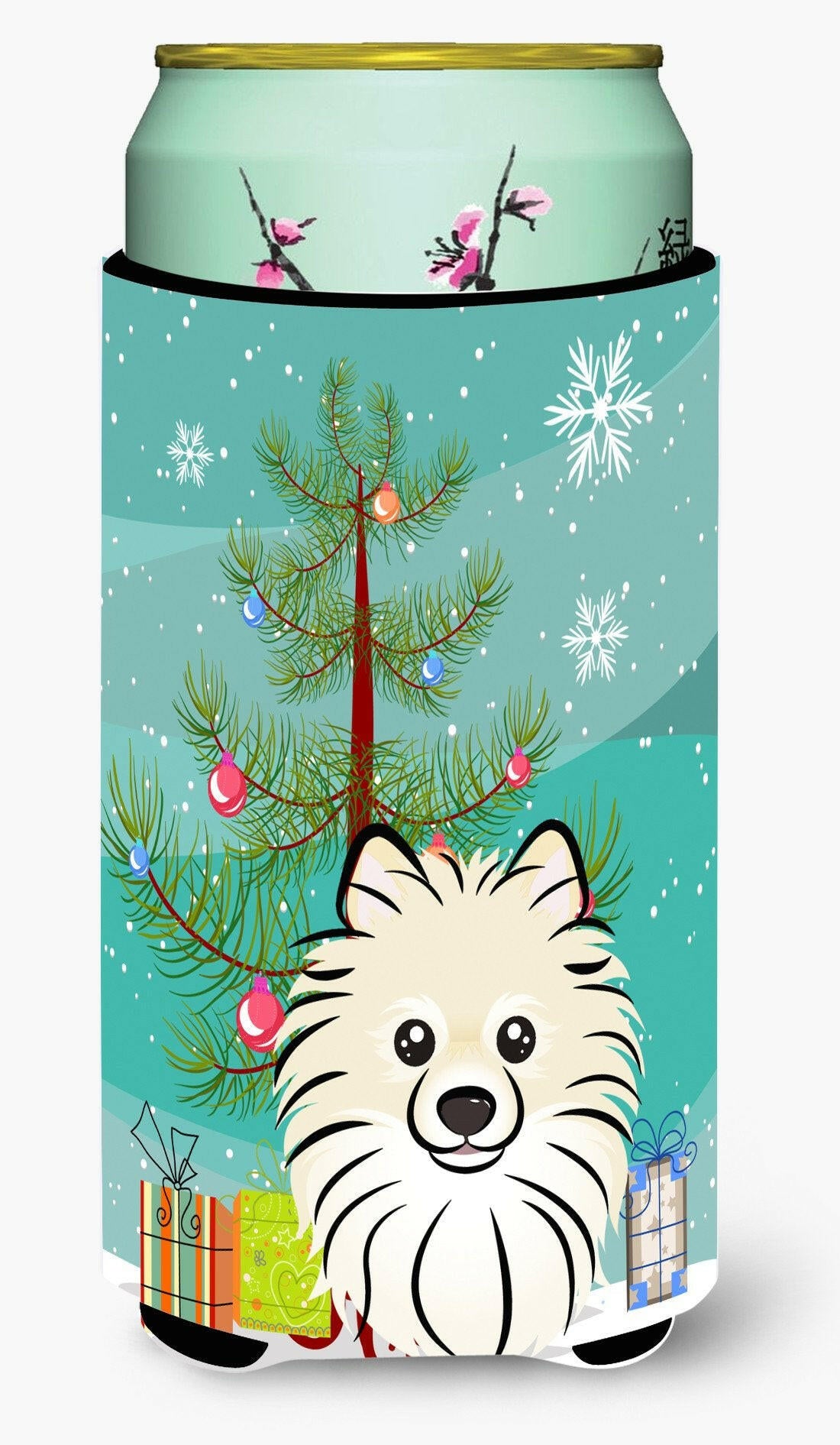 Christmas Tree and Pomeranian Tall Boy Beverage Insulator Hugger BB1579TBC by Caroline&#39;s Treasures