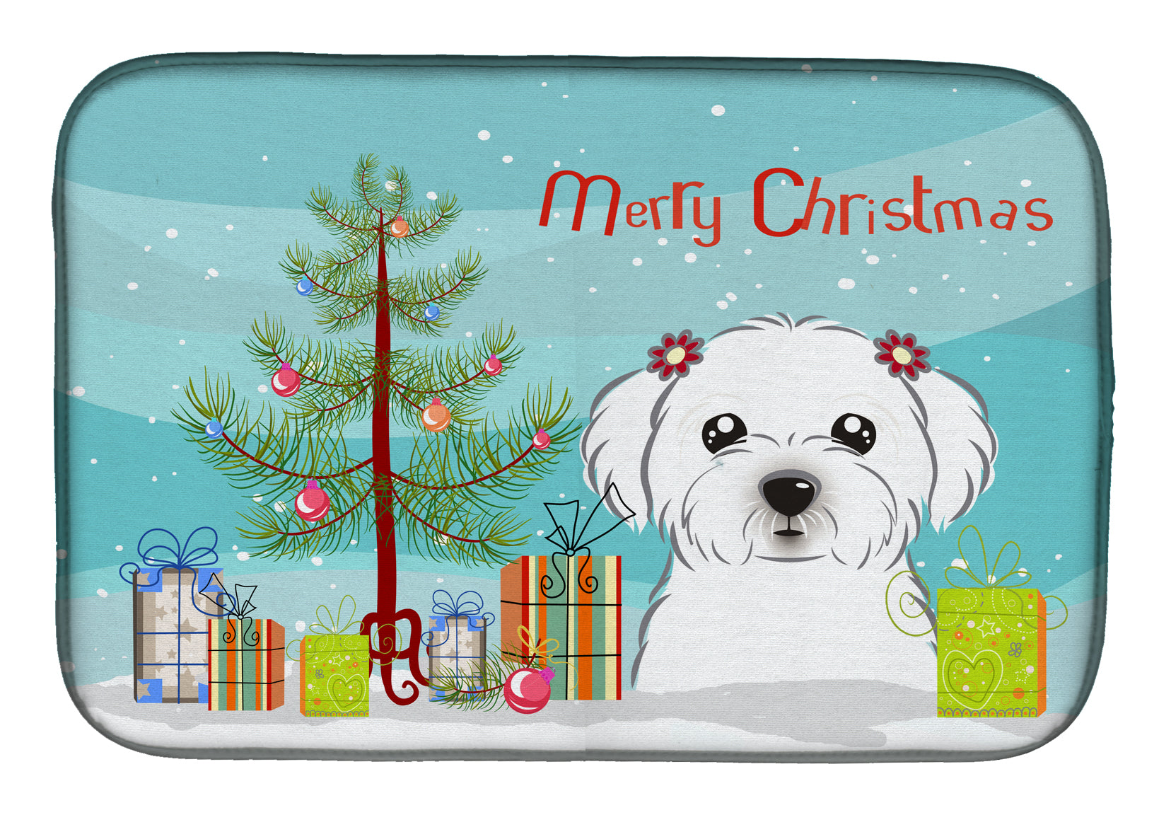 Christmas Tree and Maltese Dish Drying Mat BB1580DDM  the-store.com.
