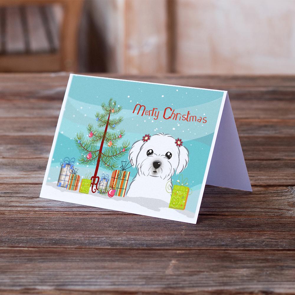 Christmas Tree and Maltese Greeting Cards and Envelopes Pack of 8 - the-store.com