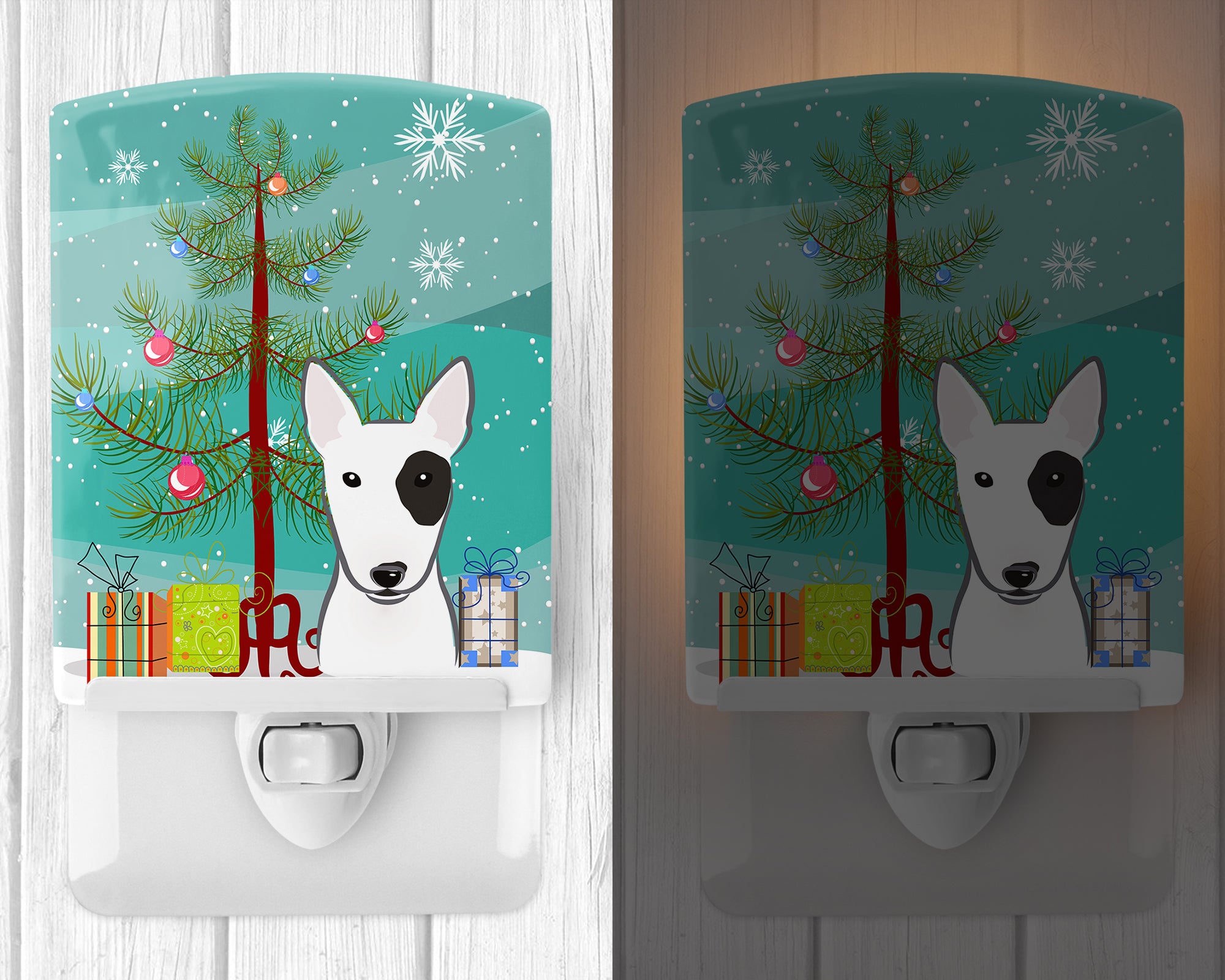 Christmas Tree and Bull Terrier Ceramic Night Light BB1581CNL - the-store.com