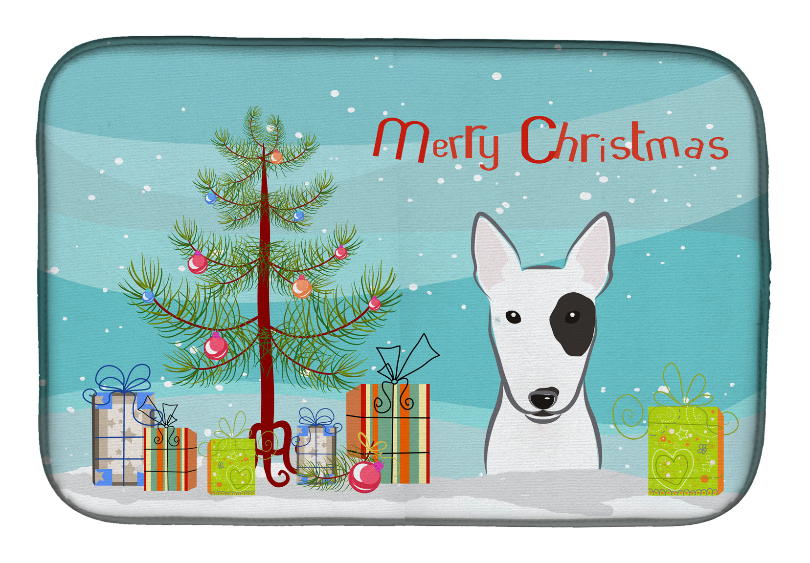 Christmas Tree and Bull Terrier Dish Drying Mat BB1581DDM  the-store.com.
