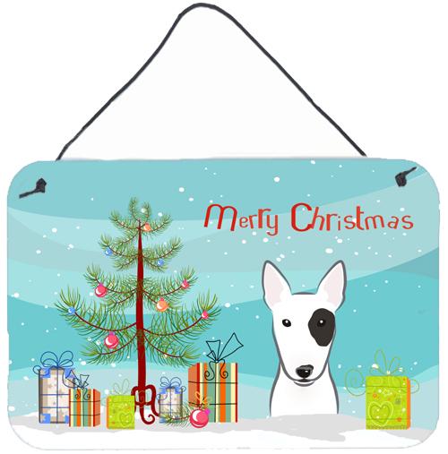 Christmas Tree and Bull Terrier Wall or Door Hanging Prints BB1581DS812 by Caroline&#39;s Treasures
